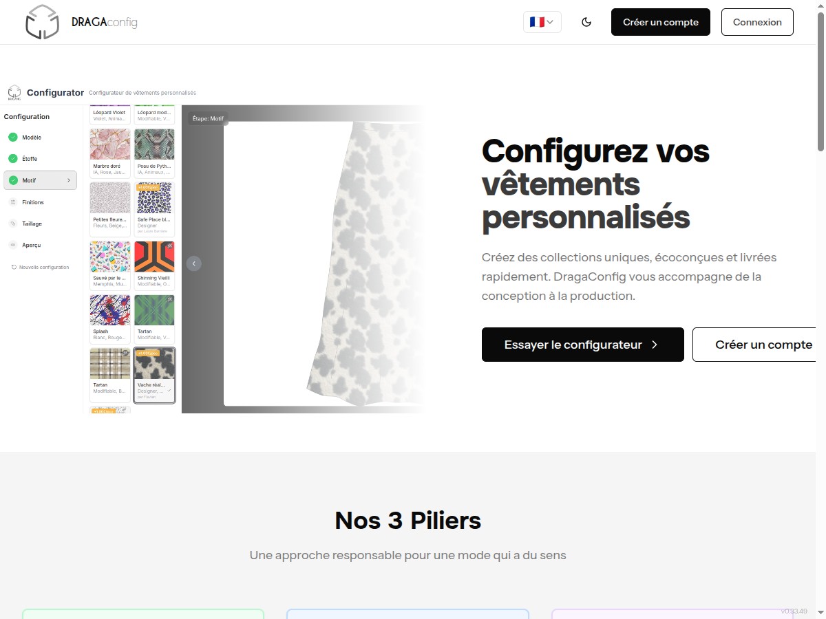 Dragaconfig, outil de création de collection textile en matières naturelles